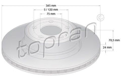 Brake Disc Front 34116793243, fits X5 & X6 2006 - 2019