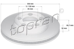 Brake Disc Left Front 7L6615301P, fits Volkswagen Touareg 2002 - 2018