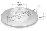 Front Brake Disc Front Right 7L6615302P, fits Volkswagen Touareg 2003 - 2018