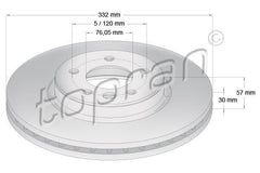 Front Brake Disc - Fits Volkswagen Amarok