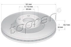Front Brake Disc 4F0615301E, Audi A6, S6, A8 & S8 2003 - 2011