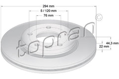 Brake Disc - Rear, 7E0615601D Fits VW Caravelle, Multivan, Transporter