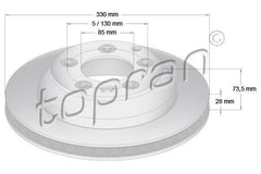 Brake Disc - Rear 7L8615601G, fits Audi & Volkswagen 2002 - 2018