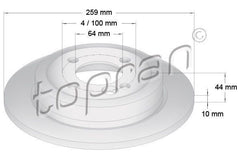 Rear Brake Disc, 34211503070 Fits Mini Clubman, Clubman Cooper, Cooper D, S, Sd