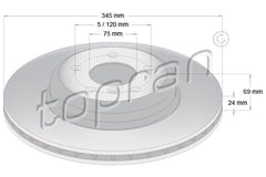 Brake Disc Right/R - 3.0 34216775289, fits BMW 5, 6, 7 Series 2088 - 2018
