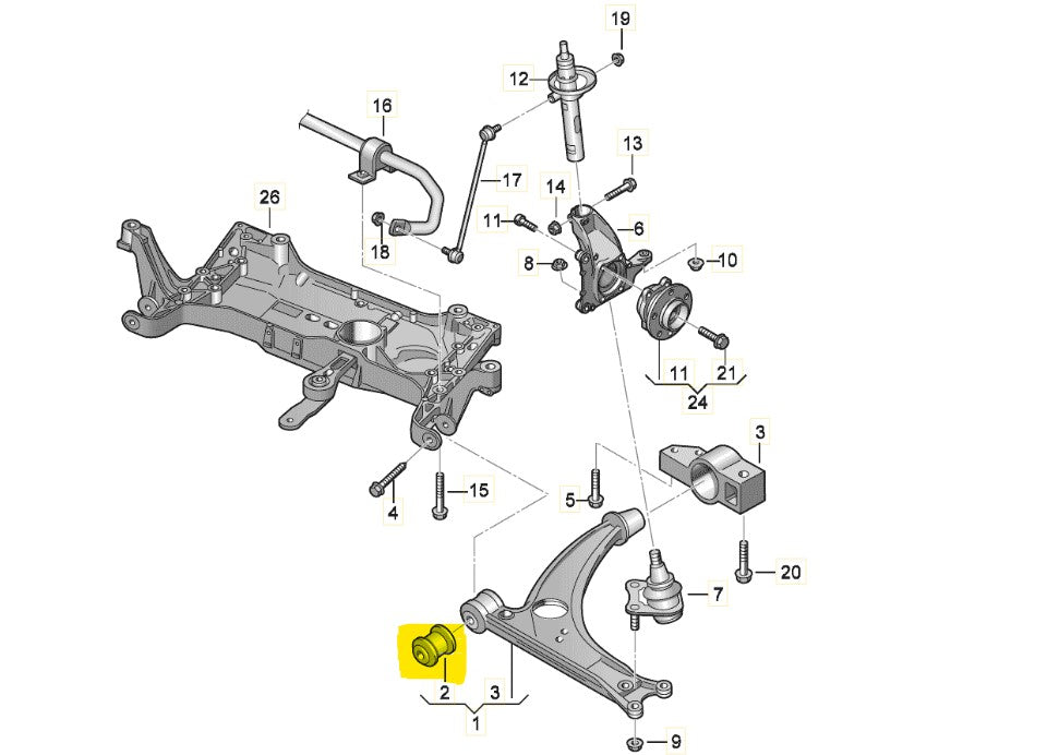 Control Arm Bush - Lower, Fits Audi, Seat, Skoda, VW 2003 - 2022