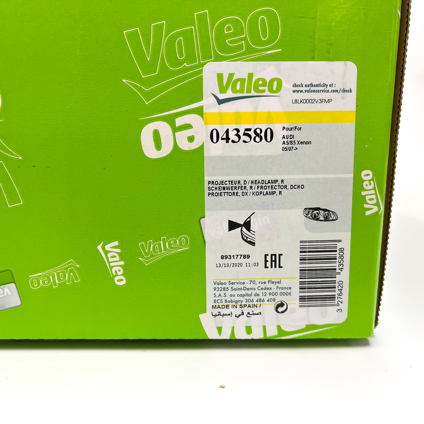 VALEO Headlight, Genuine Part Number Reference: 8T0941030AL