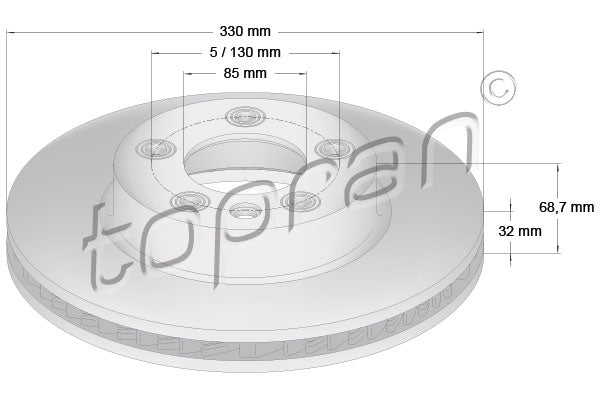 Brake Disc Left Front 7L6615301P, fits Volkswagen Touareg 2002 - 2018