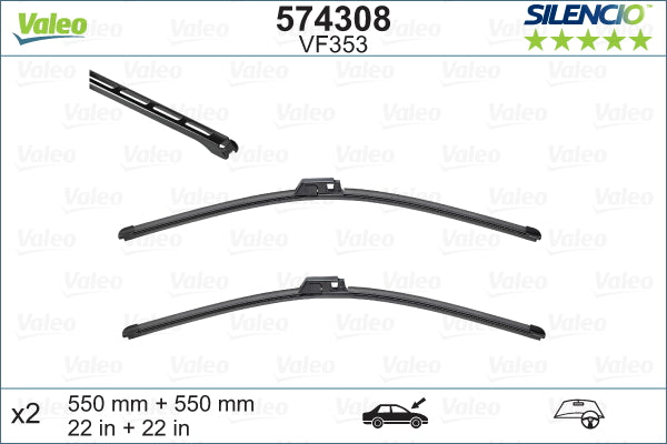 VALEO Wiper Blades (Front) – Mercedes-Benz C-Class, CLK, CLC (A2038201445)