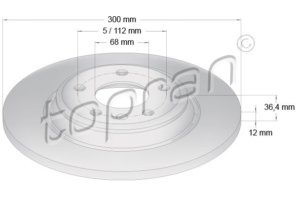 Brake Disc Rear - 300Mm, 8K0615601M Fits Audi A4, A5, A6,A7, Q5, S4-S6, BMW X1