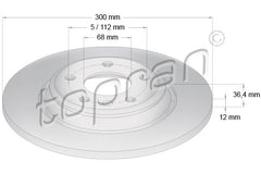 Brake Disc Rear - 300Mm, 8K0615601M Fits Audi A4, A5, A6,A7, Q5, S4-S6, BMW X1