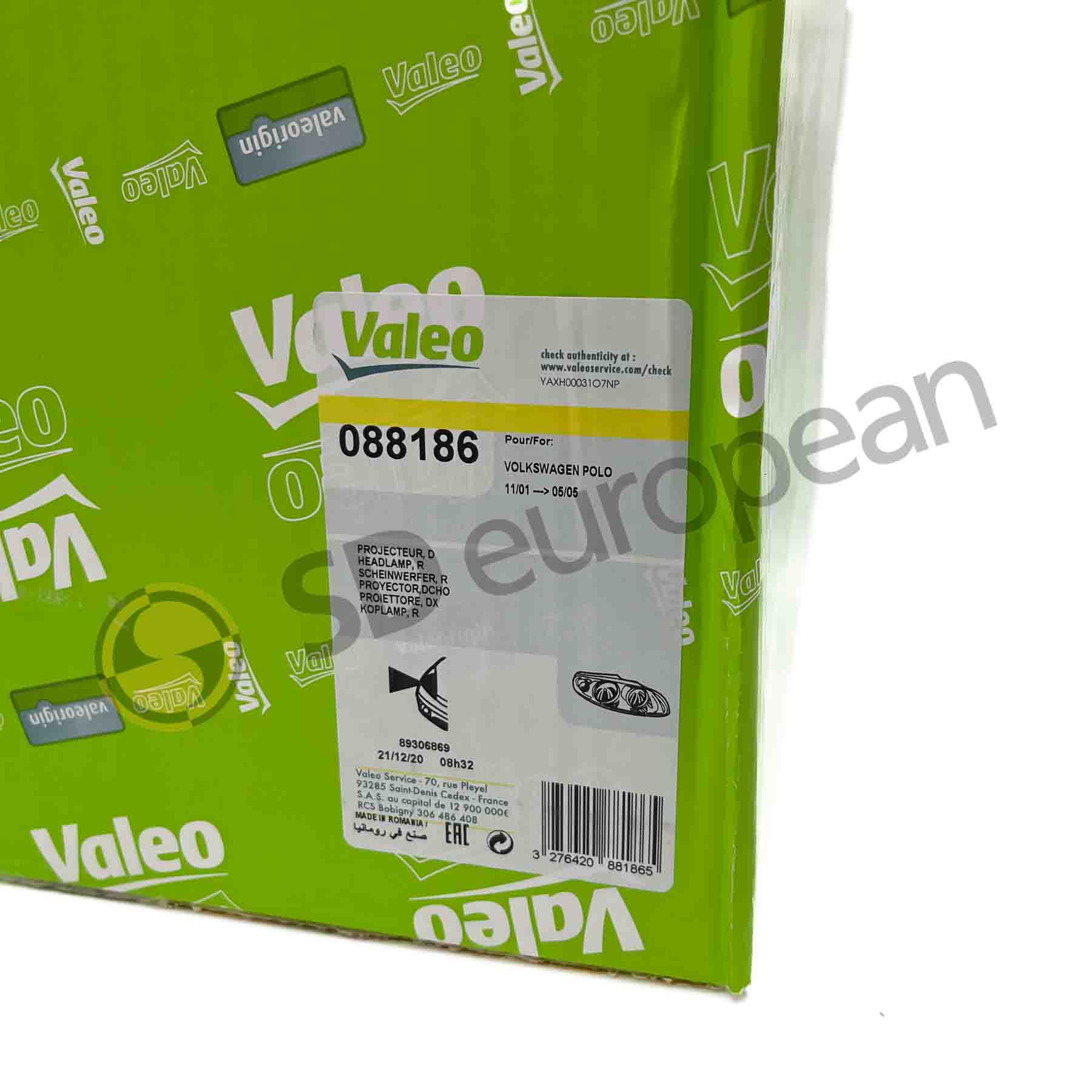 VALEO Headlight Halogen – Volkswagen Polo IV (6Q2941008G)