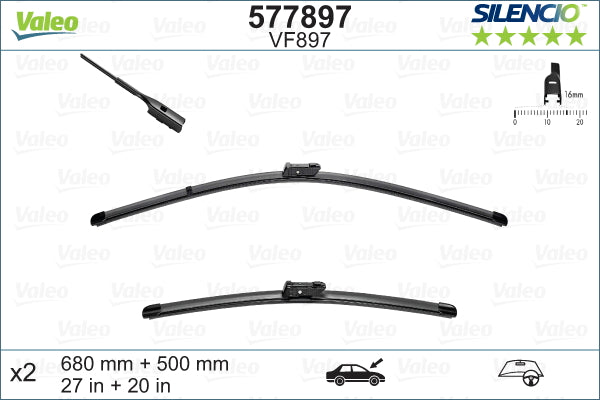 Valeo Front Wiper Blades – Audi, Bentley, Jaguar (4M2998002)