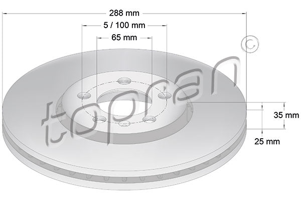 Front Brake Disc, 6R0615301D Audi A1 A3 VW Beetle Golf Bora Polo & Some Skodas
