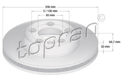 Front Brake Disc Front Right 7L6615302P, fits Volkswagen Touareg 2003 - 2018