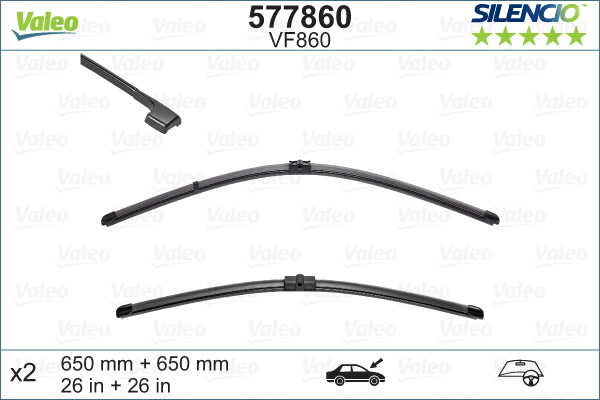 Aero Front Wiper Blade Set For VW Touareg 2002 To 2010