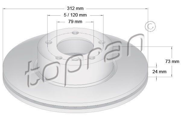 Front Brake Disc, Fits BMW Series 1, 2, 3, 4 & X1 2004 Onwards - 34116774875