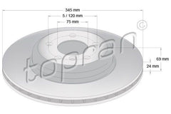 Brake Disc Right/R - 3.0 34216775289, fits BMW 5, 6, 7 Series 2088 - 2018