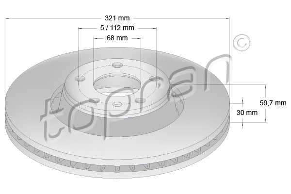 Front Brake Disc 4F0615301E, Audi A6, S6, A8 & S8 2003 - 2011