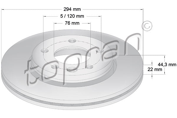 Brake Disc - Rear, 7E0615601D Fits VW Caravelle, Multivan, Transporter