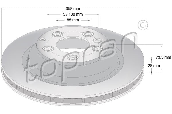 Brake Disc Rear 7L8615601E, fits Audi & Volkswagen 2007 - 2015
