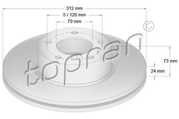 Front Brake Disc, Fits BMW Series 1, 2, 3, 4 & X1 2004 Onwards - 34116774875